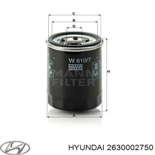 26300-02750 Hyundai/Kia filtro de aceite