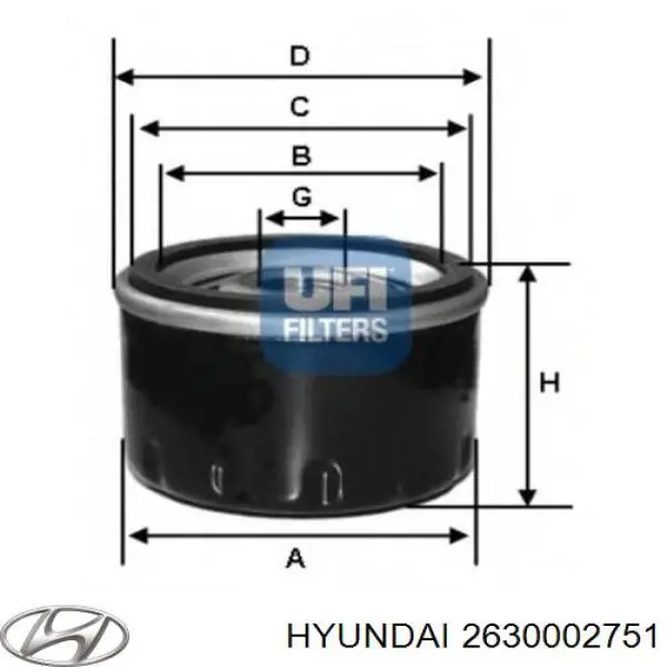 2630002751 Hyundai/Kia Filtro aceite