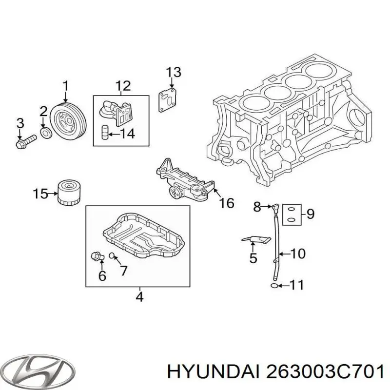 263003C701 Hyundai/Kia filtro de aceite