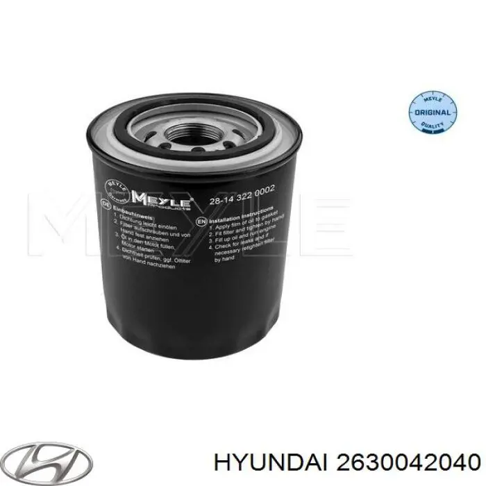 Filtro de aceite motor Hyundai/Kia 2630042040