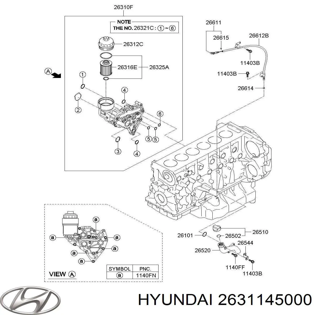 2631145000 Hyundai/Kia filtro de aceite