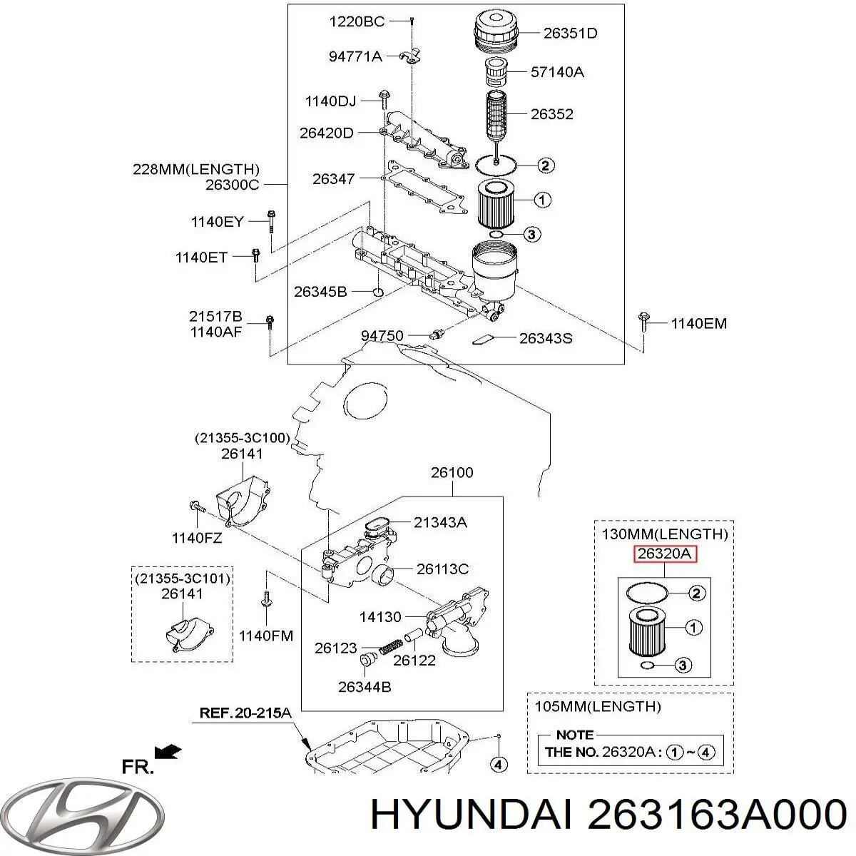 263163A000 Hyundai/Kia filtro de aceite