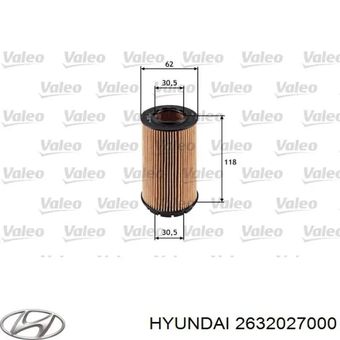 2632027000 Hyundai/Kia Filtro aceite