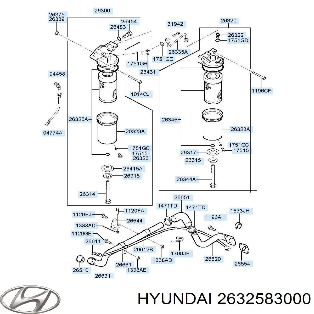 2632583000 Hyundai/Kia filtro de aceite