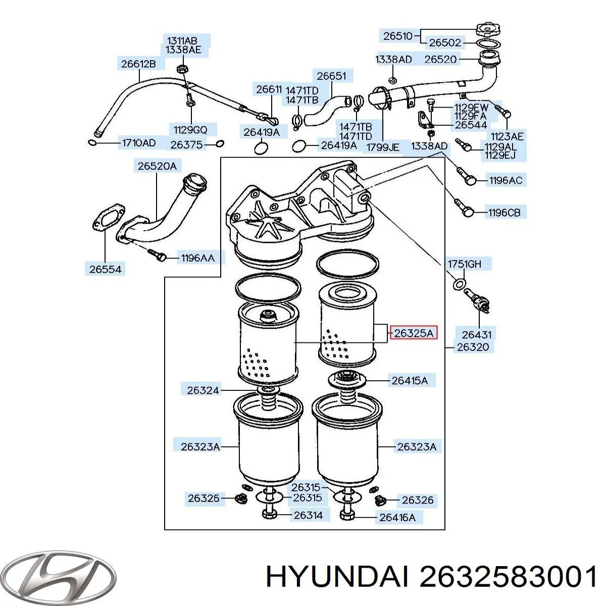 2632583001 Hyundai/Kia filtro de aceite