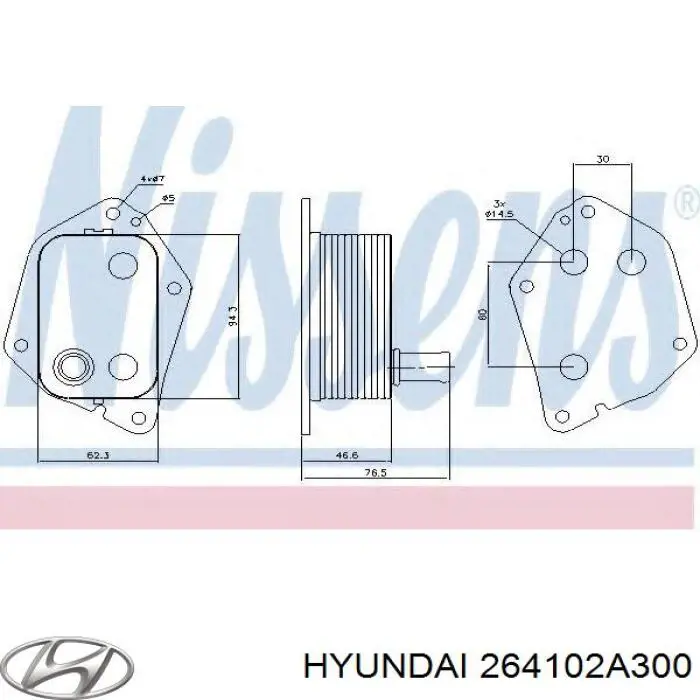 Radiador de aceite debajo del filtro 264102A300 Hyundai/Kia