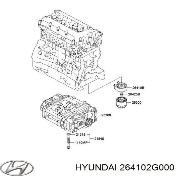 264102G000 Hyundai/Kia radiador de aceite, bajo de filtro