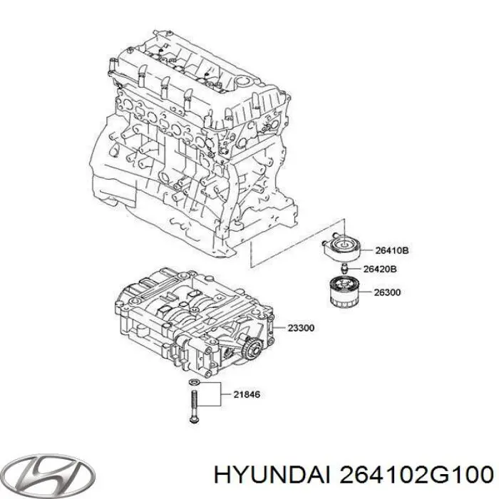 264102G100 Hyundai/Kia radiador de aceite, bajo de filtro