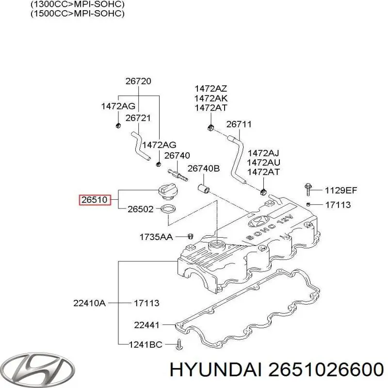 Tapon de aceite para Hyundai Coupe (GK)