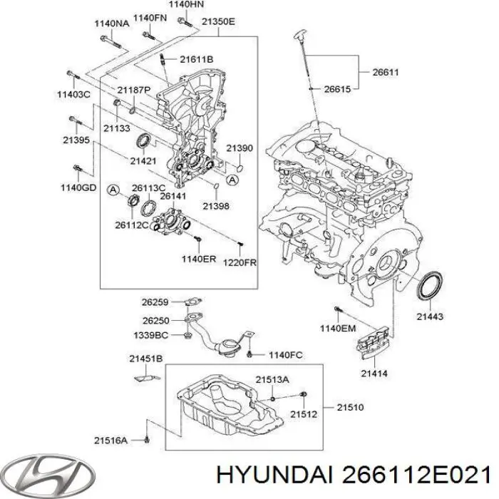 266112E021 Hyundai/Kia varilla del nivel de aceite