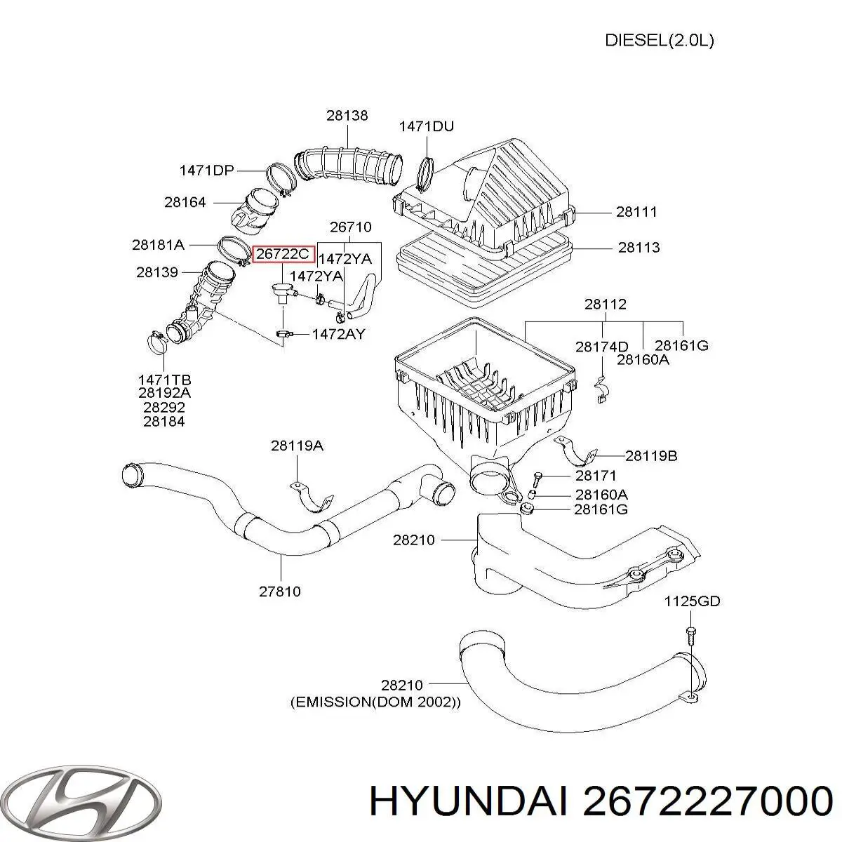 Válvula, ventilación cárter Hyundai Matrix monovolumen (FC) (2001 - 2005) precio, desde 48,25 EUR