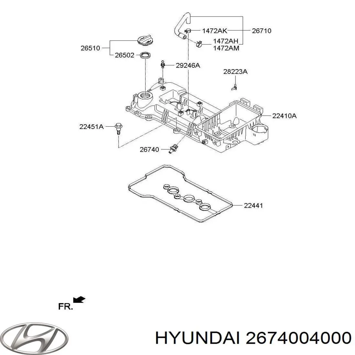 2674004000 Hyundai/Kia válvula, ventilaciuón cárter