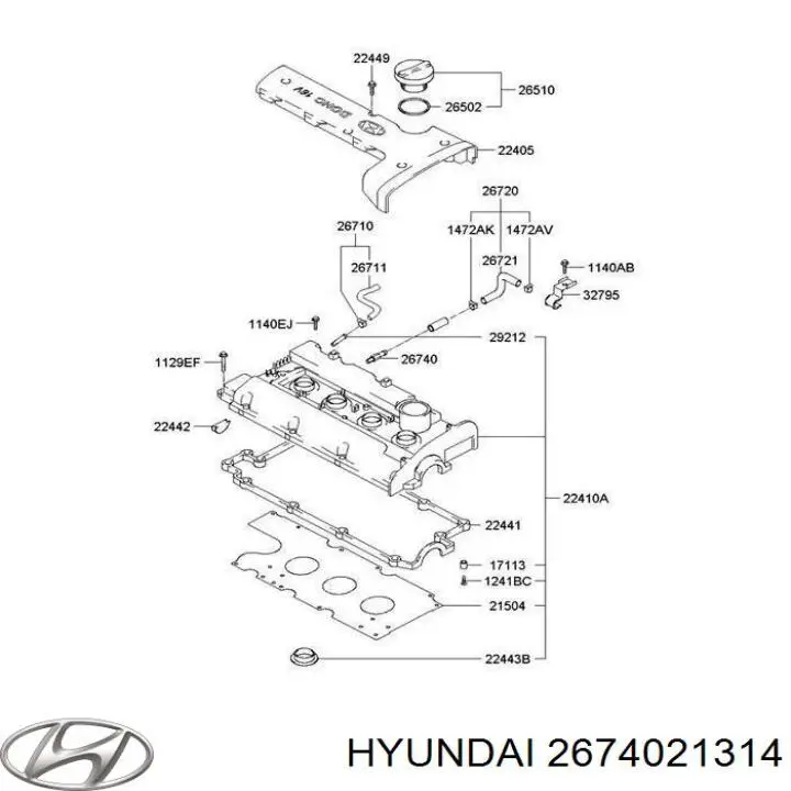 Válvula de ventilación del cárter para Hyundai Accent I 