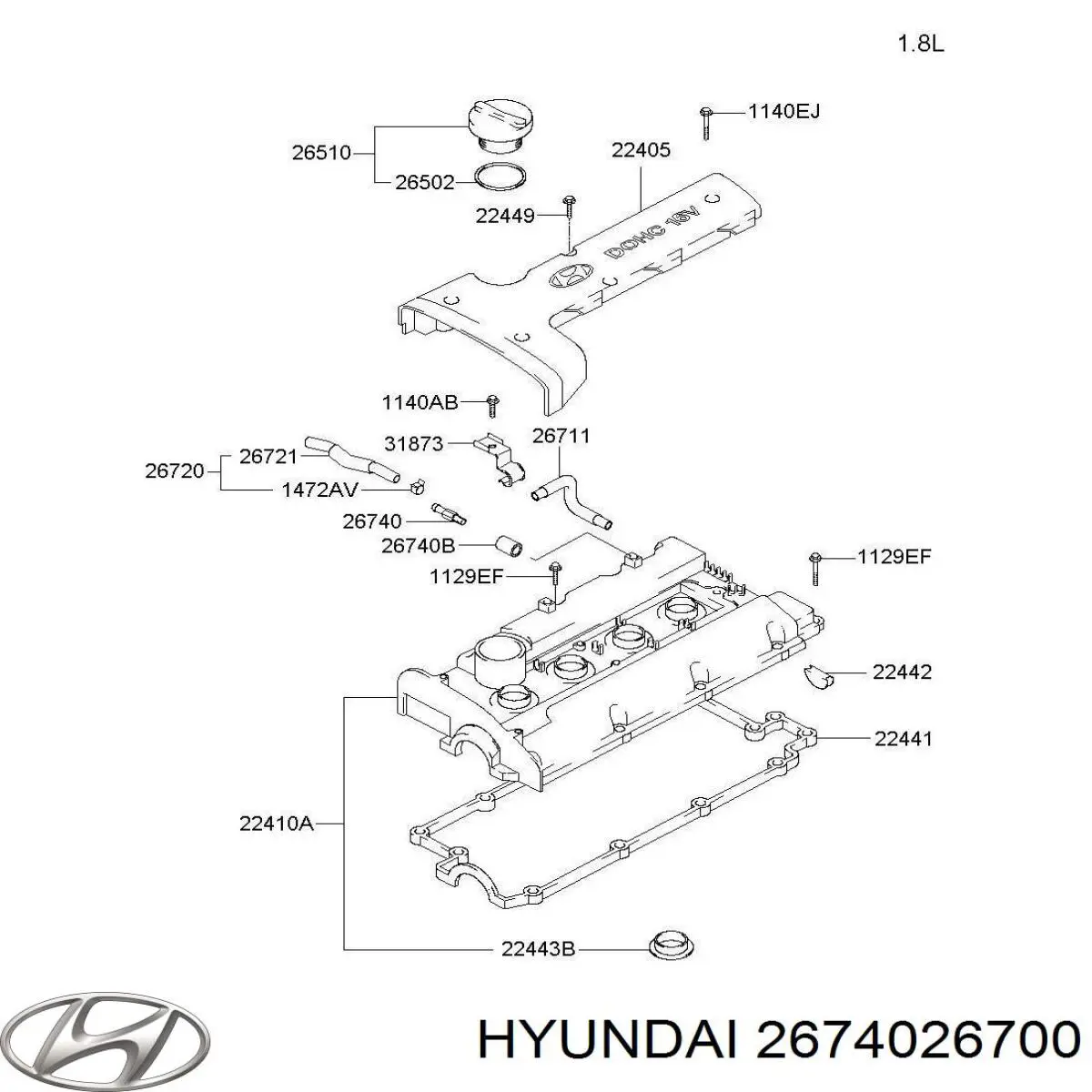 Válvula, ventilaciuón cárter para Hyundai Matrix (FC)