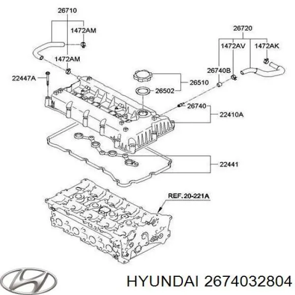 Válvula, ventilaciuón cárter para Hyundai I40 (VF)