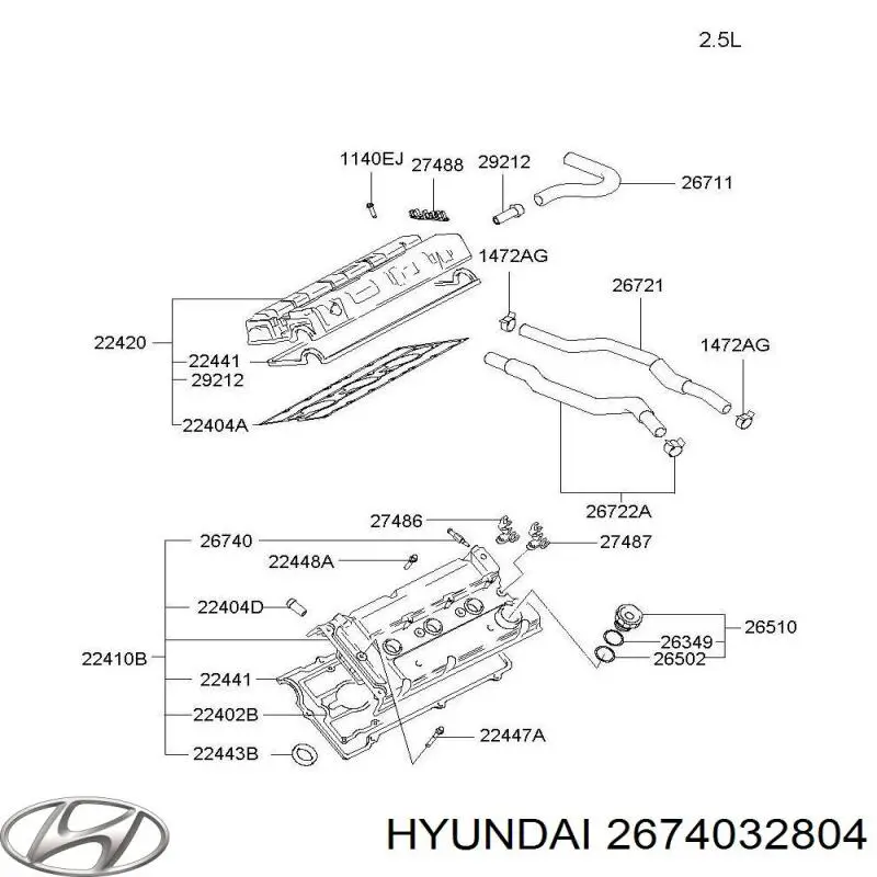 Válvula, ventilaciuón cárter Hyundai I40 VF