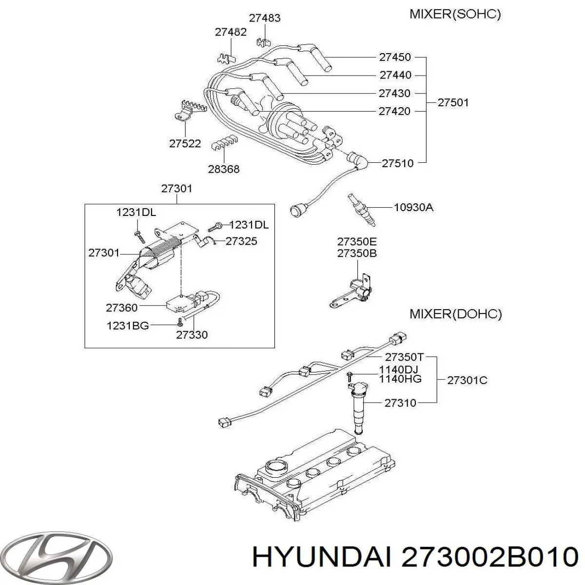 Bobina de encendido Hyundai/Kia 273002B010