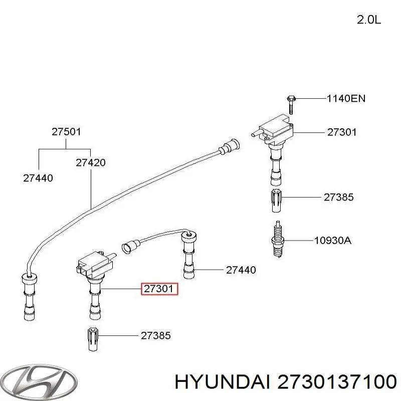 Bobina de encendido Hyundai/Kia 2730137100