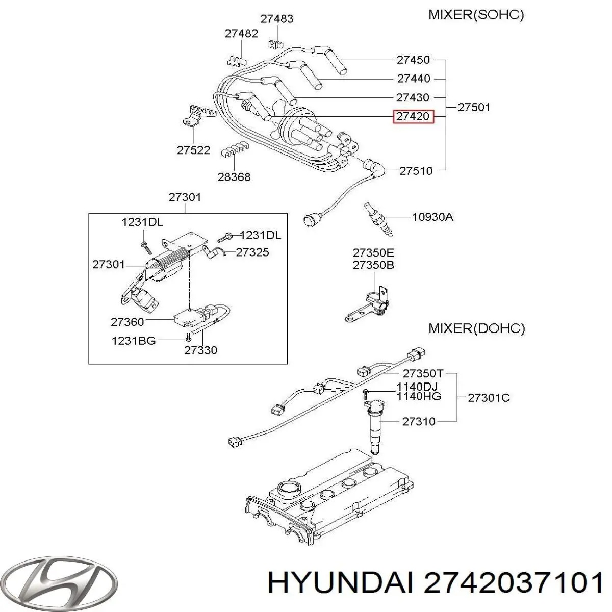 2742037101 Hyundai/Kia cables de bujías