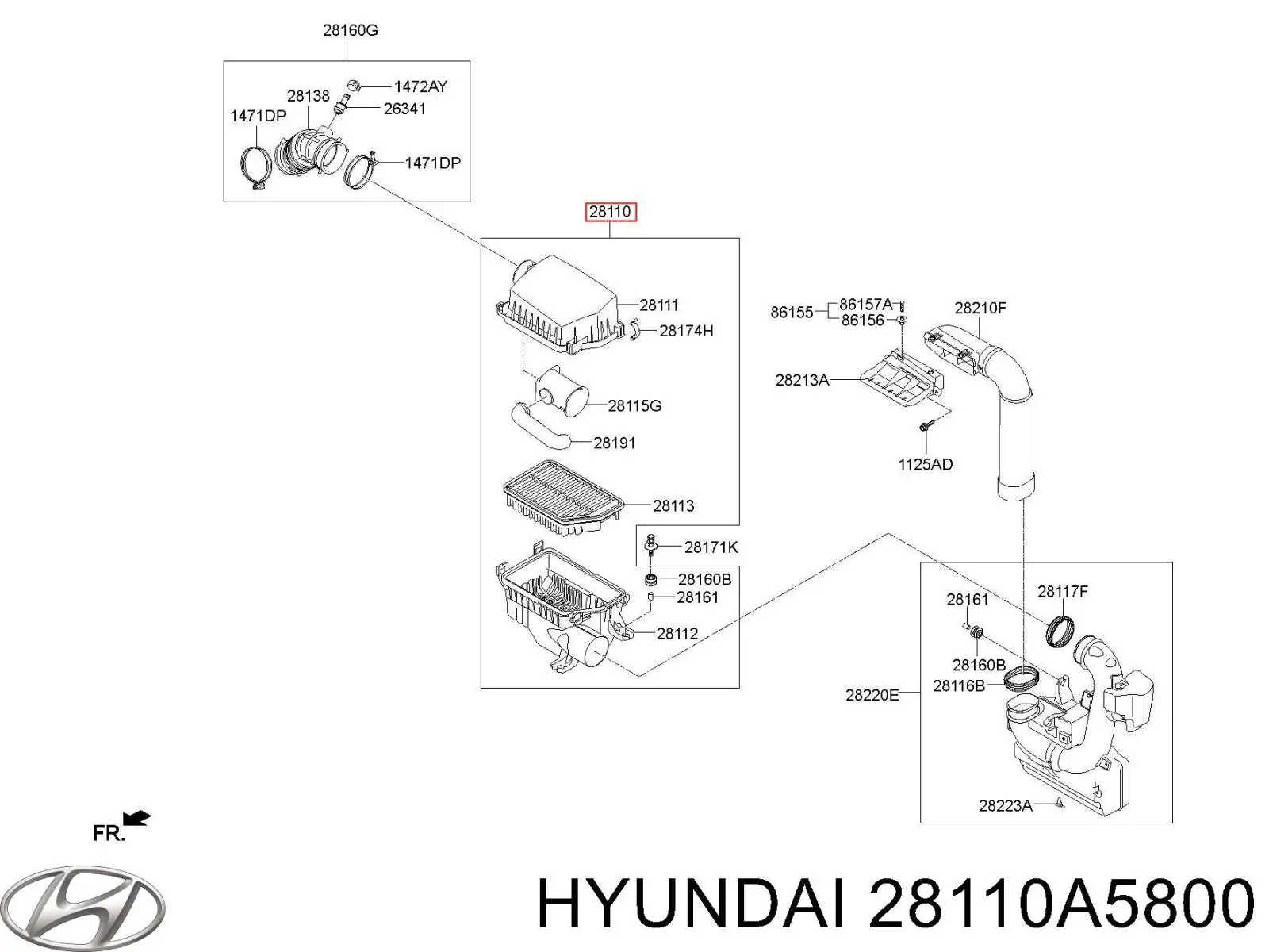 28110A5800 Hyundai/Kia caja del filtro de aire