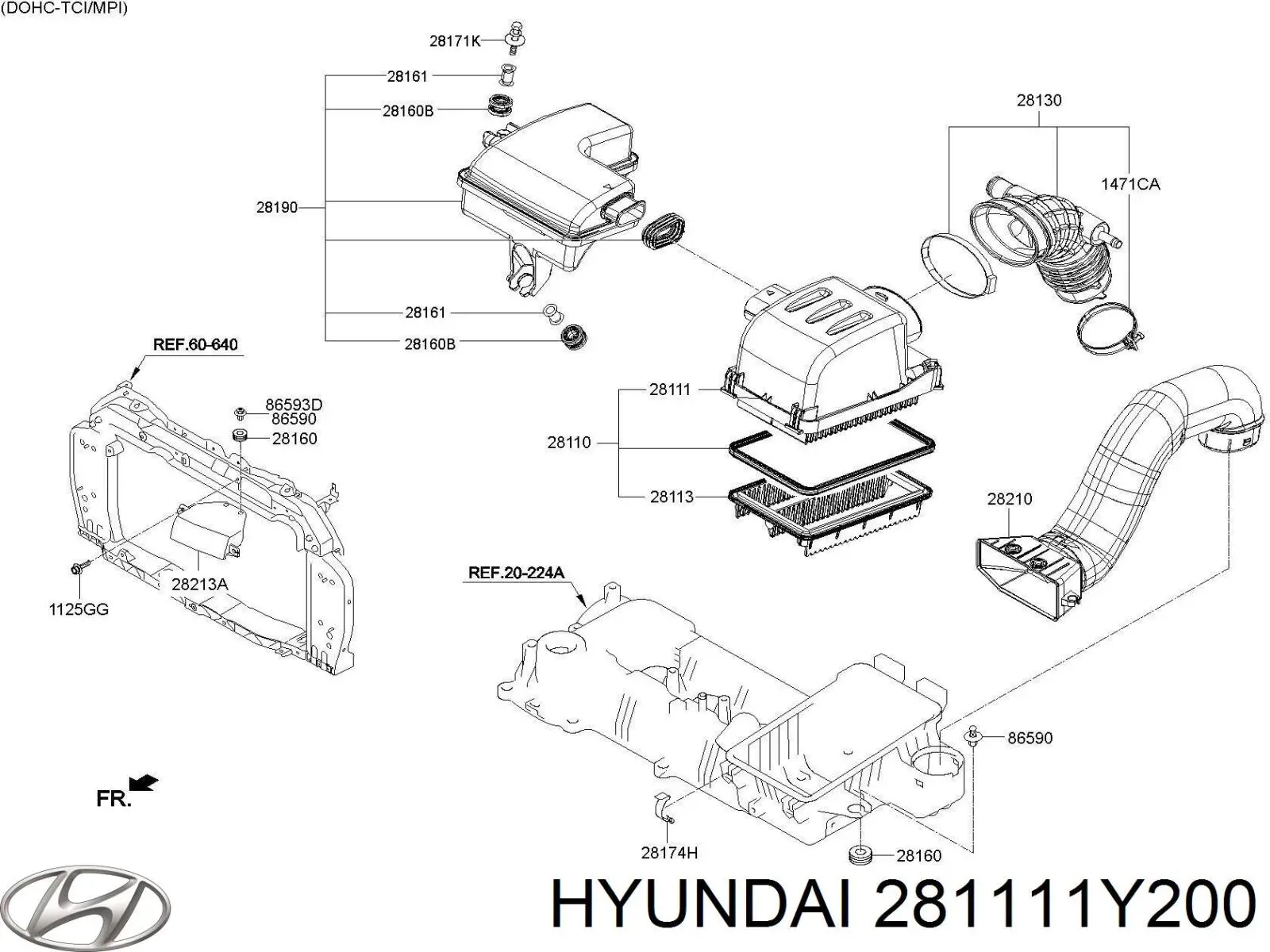 Casco de filtro de aire, parte superior para Hyundai I10 (PA)