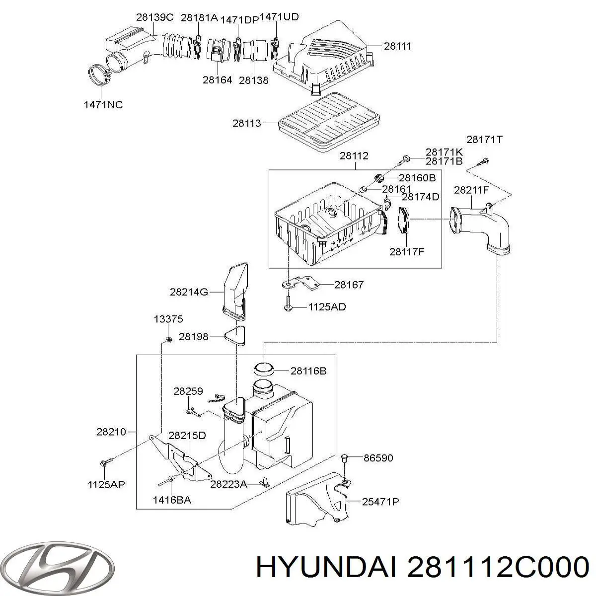 Casco de filtro de aire, parte superior para Hyundai Coupe (GK)