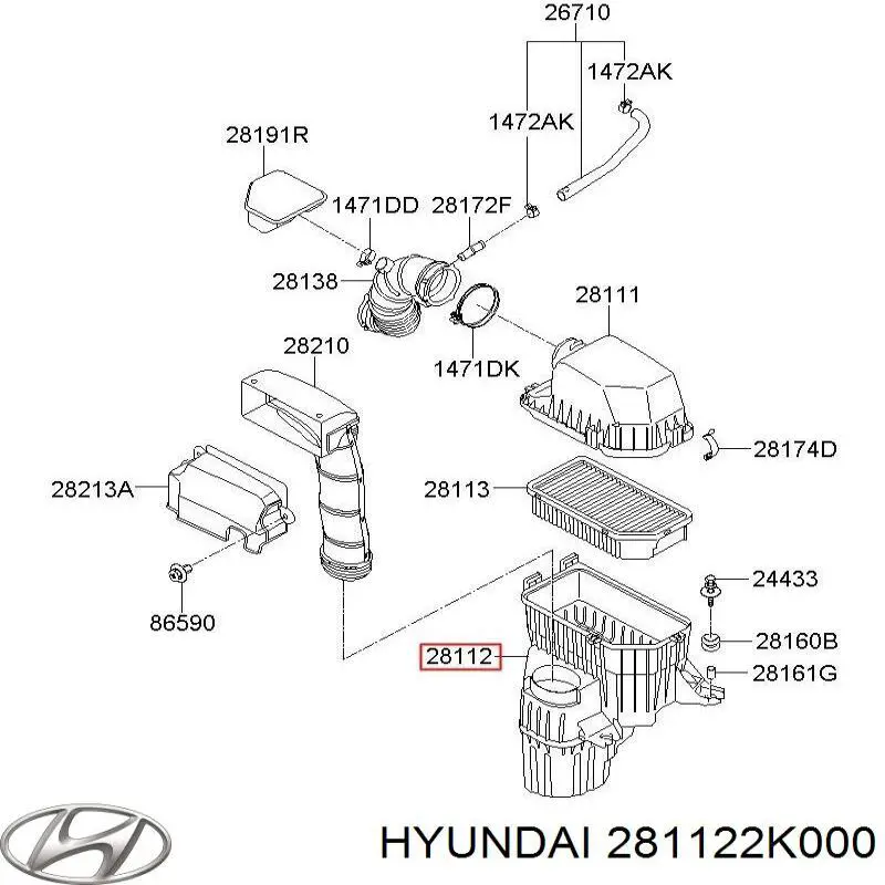 281122K000 Hyundai/Kia casco de filtro de aire