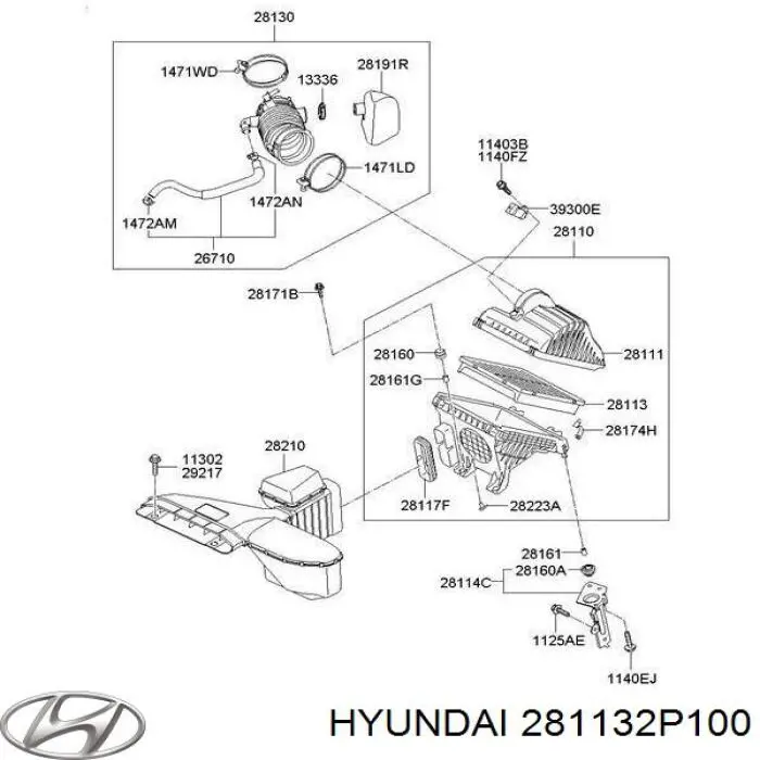 281132P100 Hyundai/Kia filtro de aire