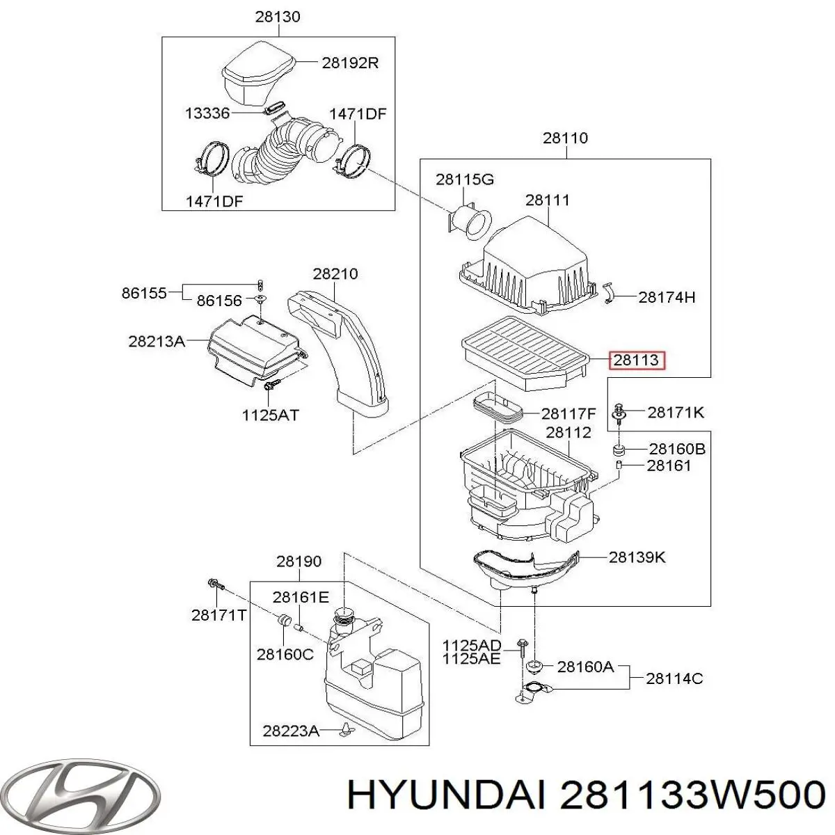 Filtro de aire 281133W500 Hyundai/Kia