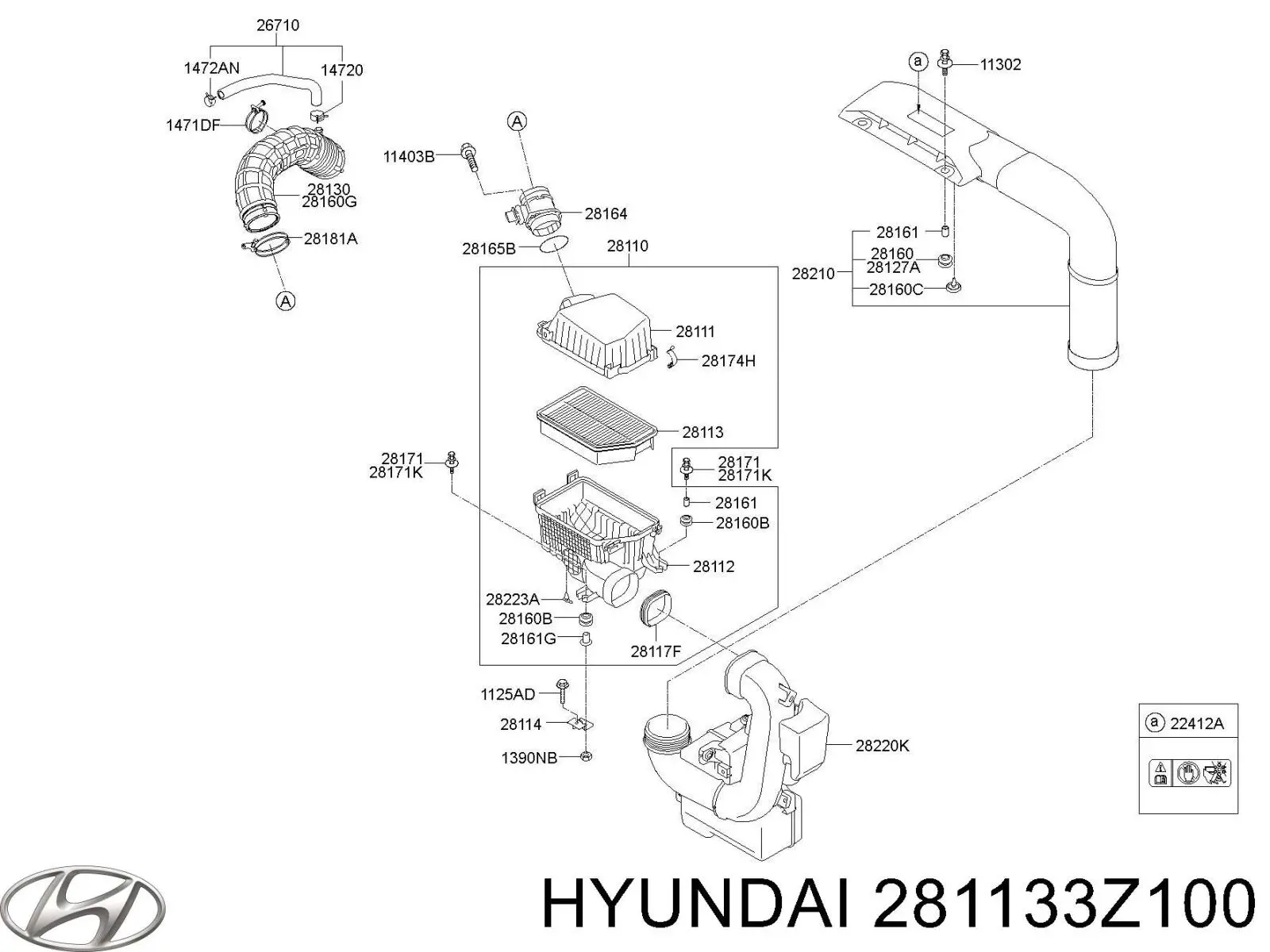 Filtro aire Hyundai/Kia 281133Z100