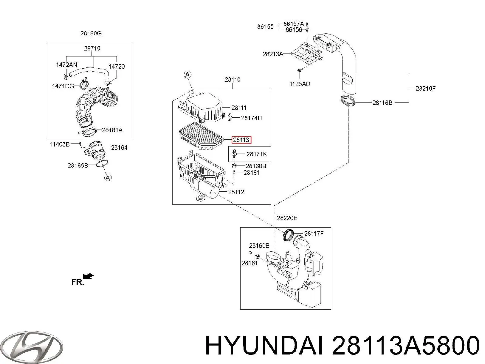 28113A5800 Hyundai/Kia Filtro de aire de motor