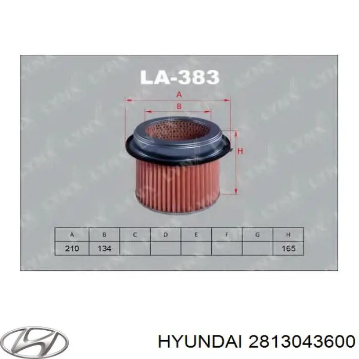 2813043600 Hyundai/Kia Filtro de aire de motor