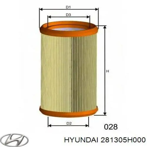 281305H000 Hyundai/Kia Filtro de aire de motor