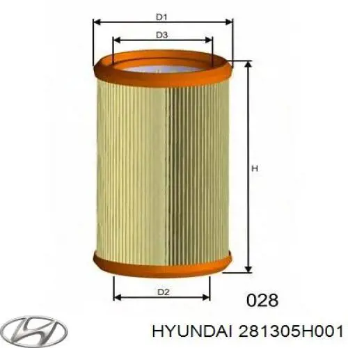 281305H001 Hyundai/Kia filtro de aire