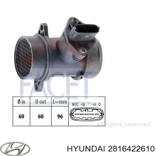 Caudalímetro 280218027 Hyundai/Kia