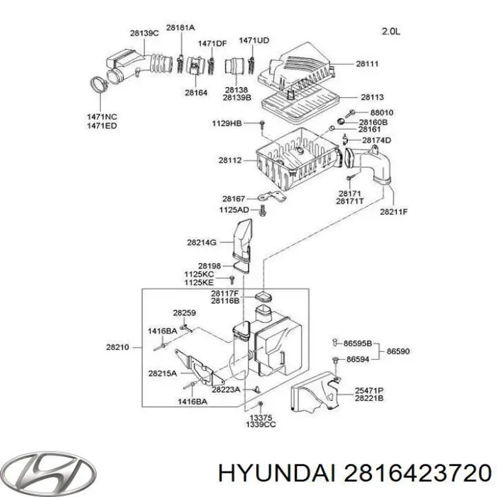 2816423720 Hyundai/Kia medidor de masa de aire