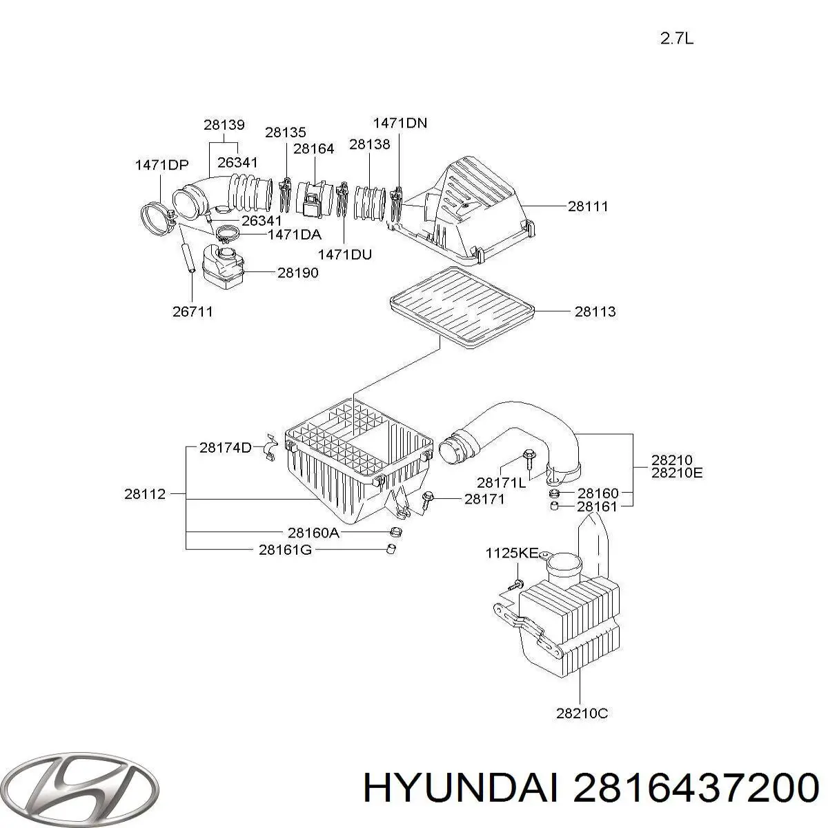 Caudalímetro 2816437200 Hyundai/Kia