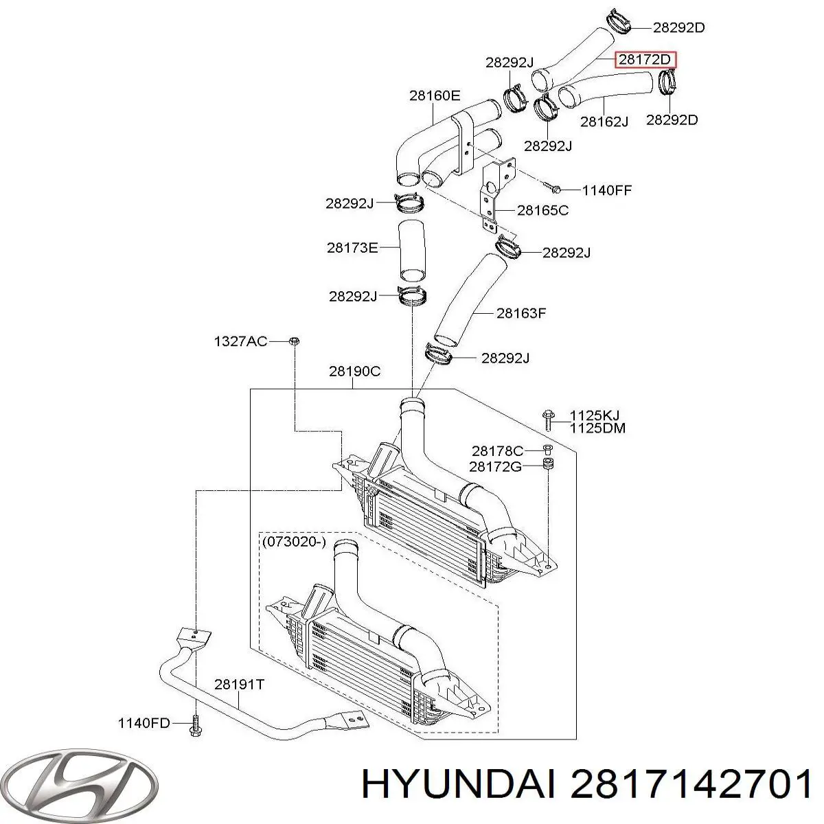 Tubo intercooler 2817142701 Hyundai/Kia