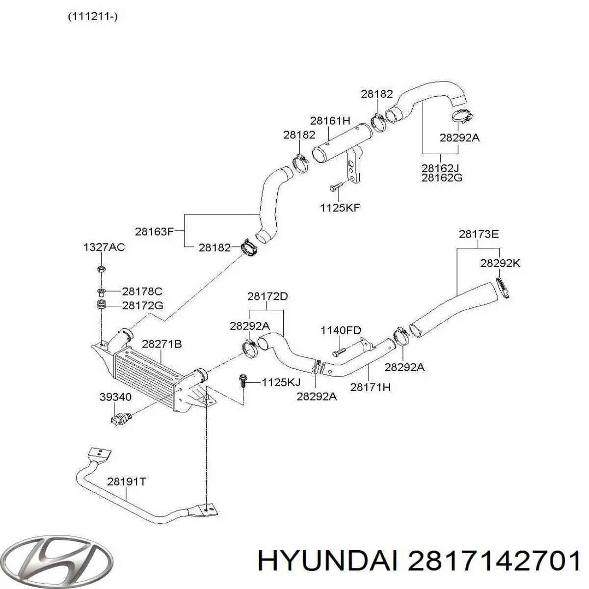 2817142701 Chrysler tubo flexible de aire de sobrealimentación izquierdo