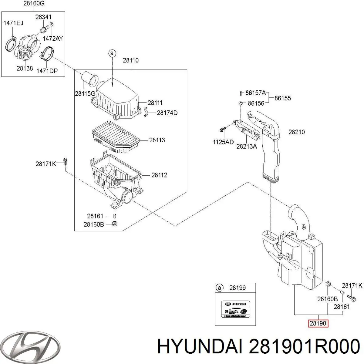 Resonador del filtro de aire Hyundai/Kia 281901R000 precio, desde 88,44 EUR