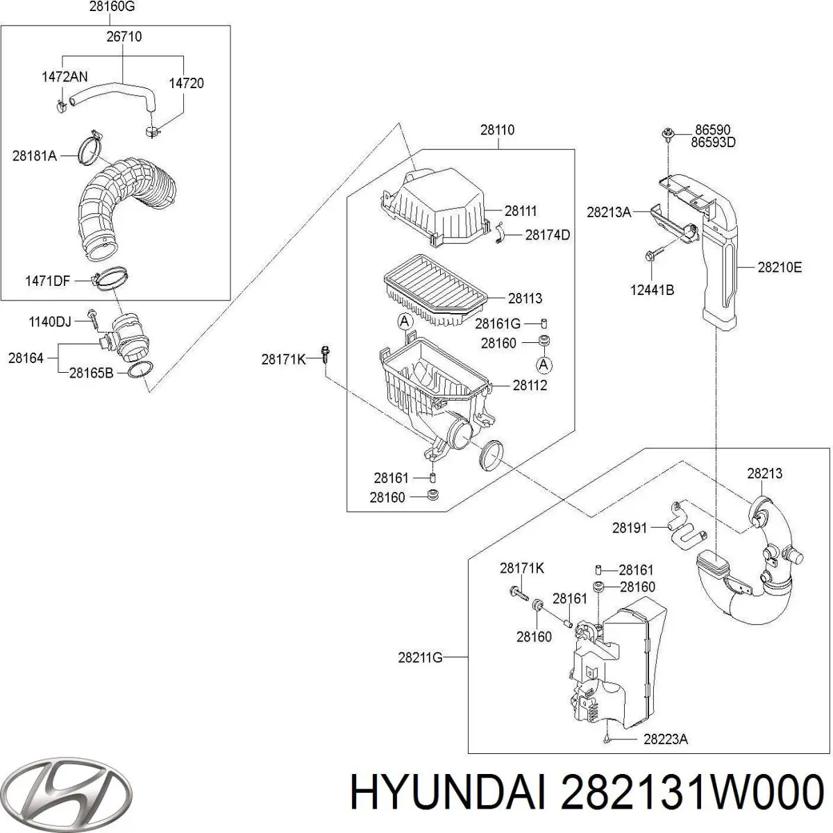 Comprar 282131W000 Hyundai/Kia Entrada del filtro de aire