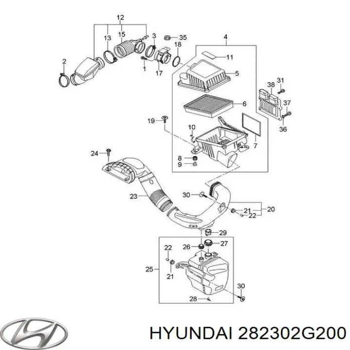 282302G200 Hyundai/Kia resonador, filtro de aire