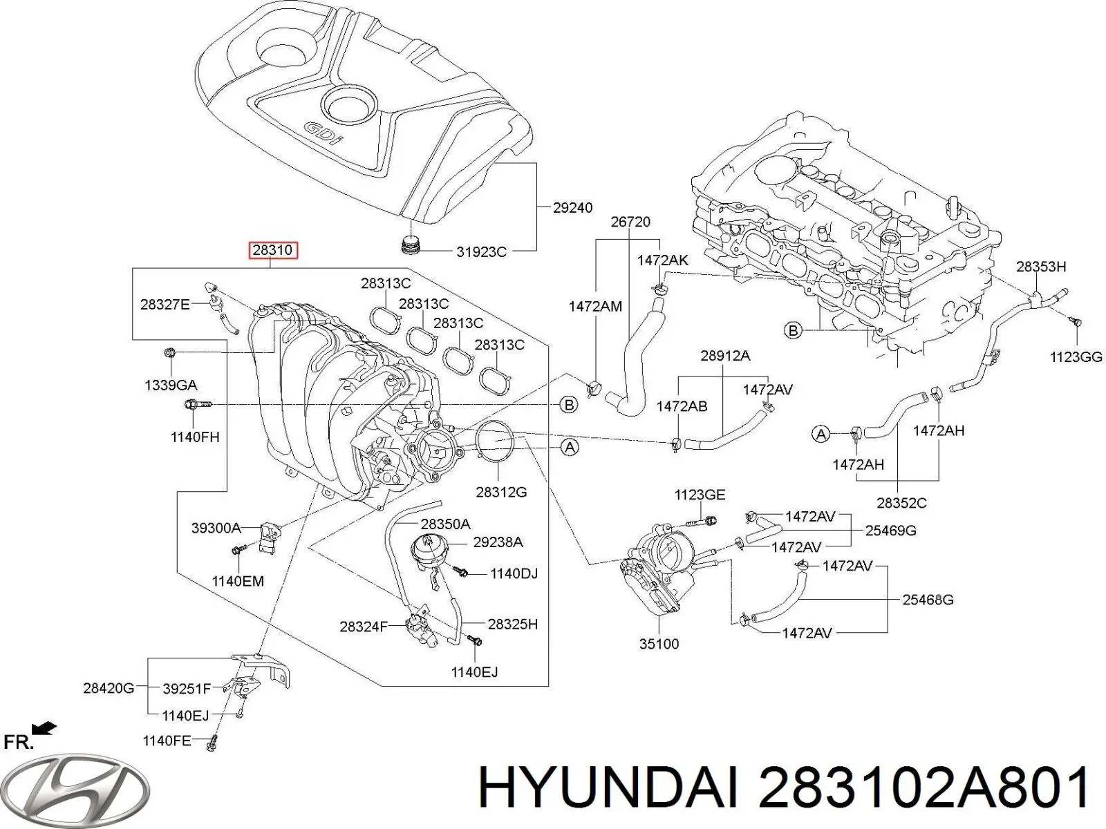 Comprar 283102A801 Hyundai/Kia Colector de admisión