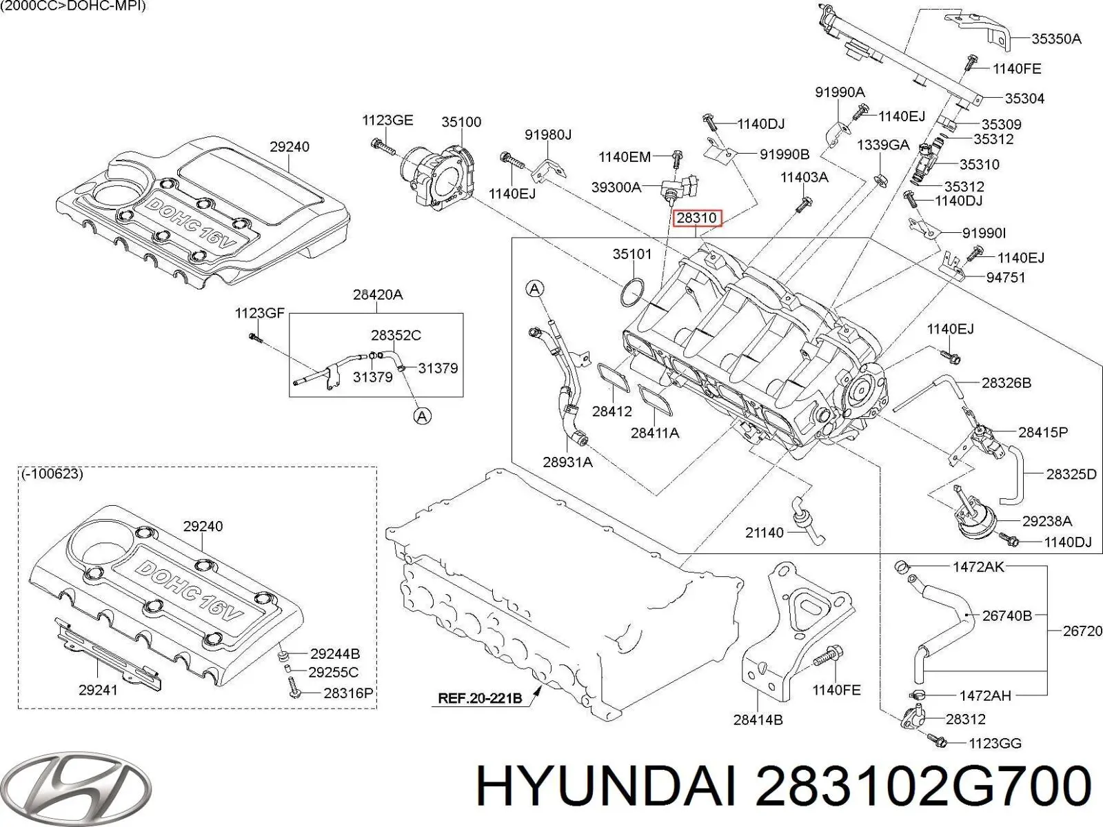 283102G700 Hyundai/Kia colector de admisión, suministro de aire