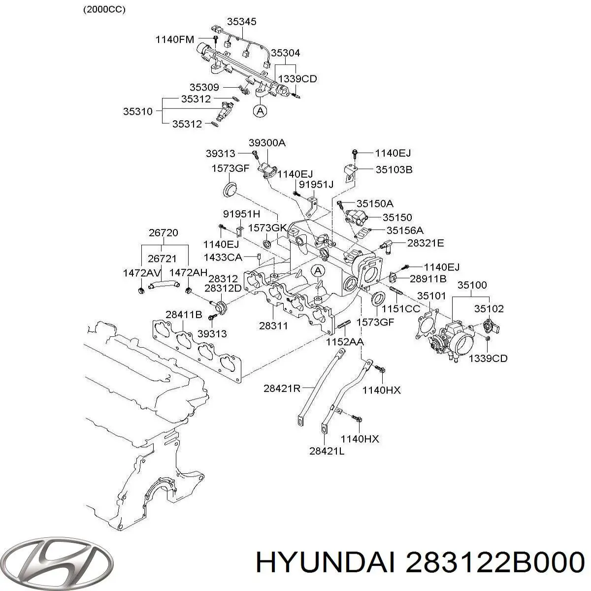 283122B000 Hyundai/Kia junta cuerpo mariposa