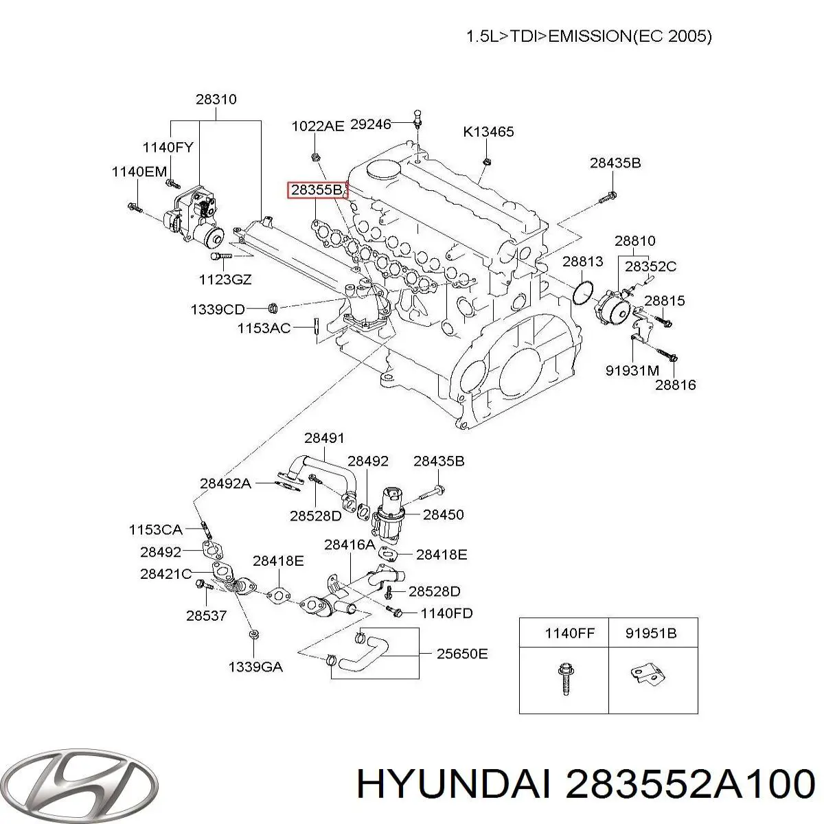283552A100 Hyundai/Kia junta, colector de admisión
