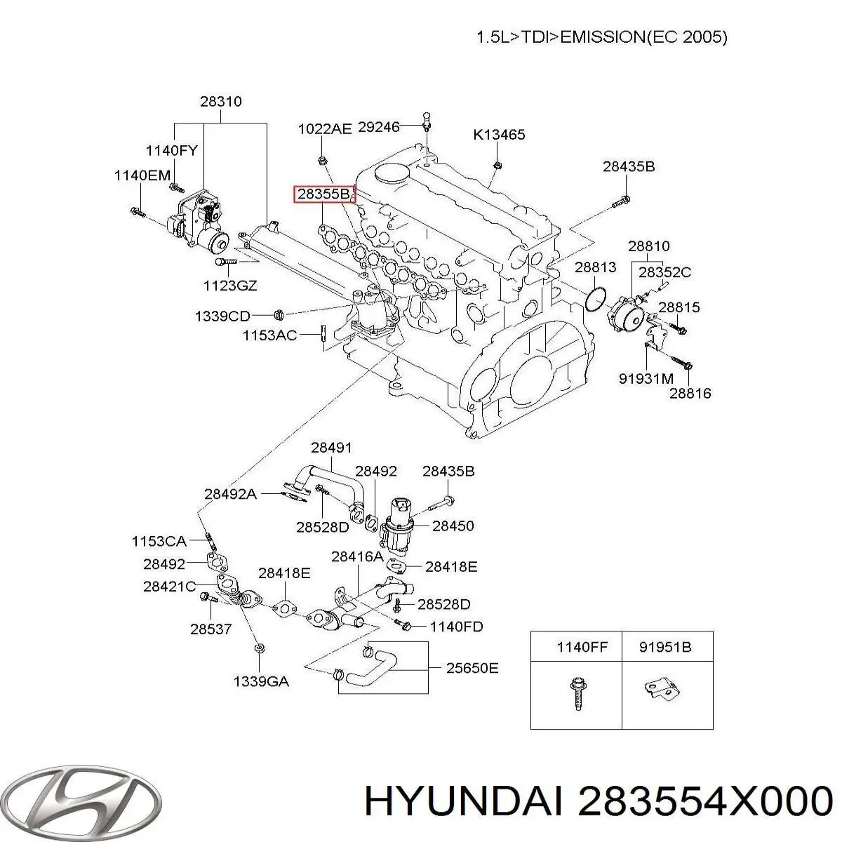 283554X000 Hyundai/Kia junta, colector de admisión