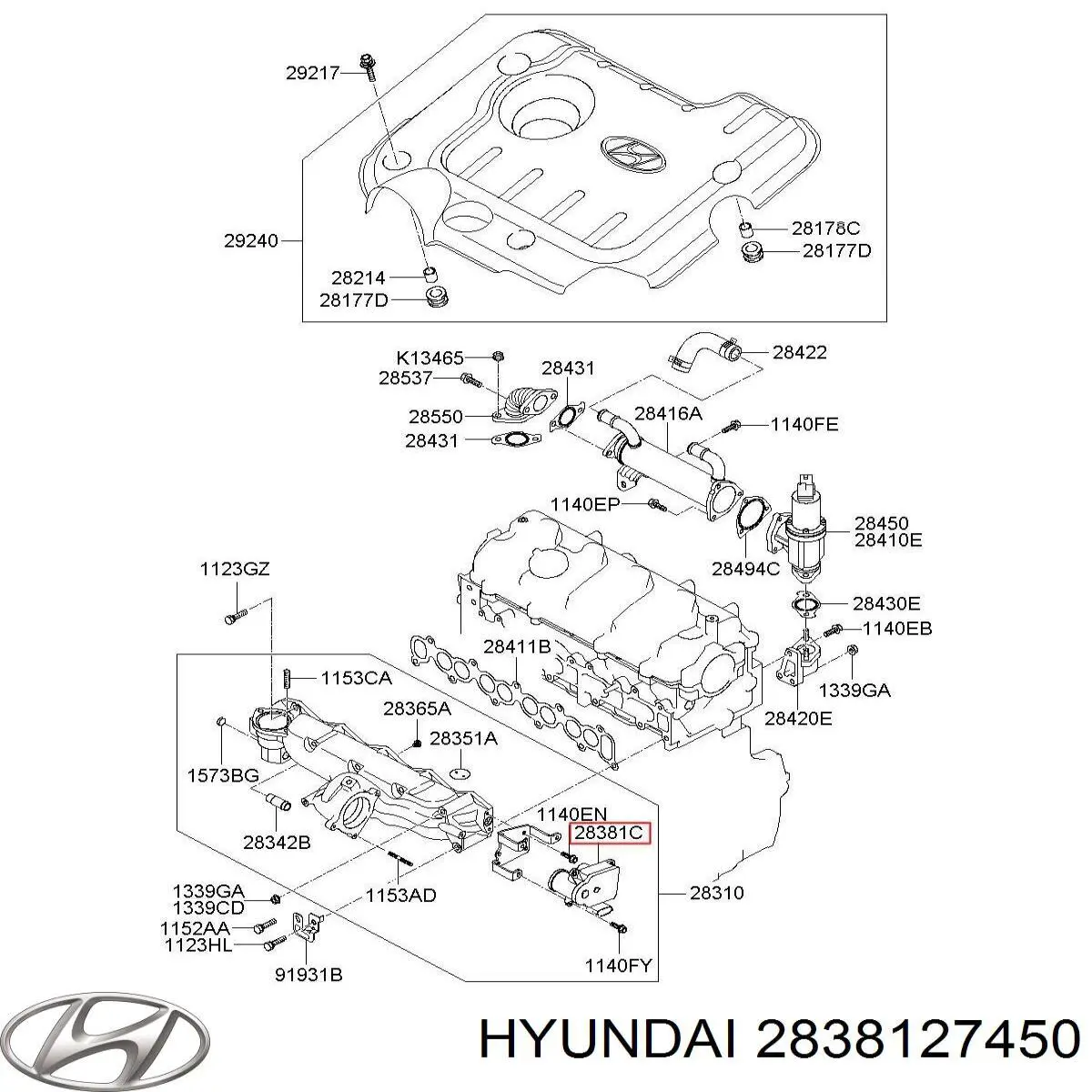 Comprar 2838127450 Hyundai/Kia Válvula (actuador) del accionamiento de las mariposas del colector de admisión