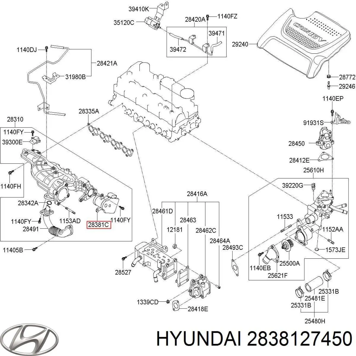 Comprar 2838127450 Hyundai/Kia Válvula (actuador) del accionamiento de las mariposas del colector de admisión