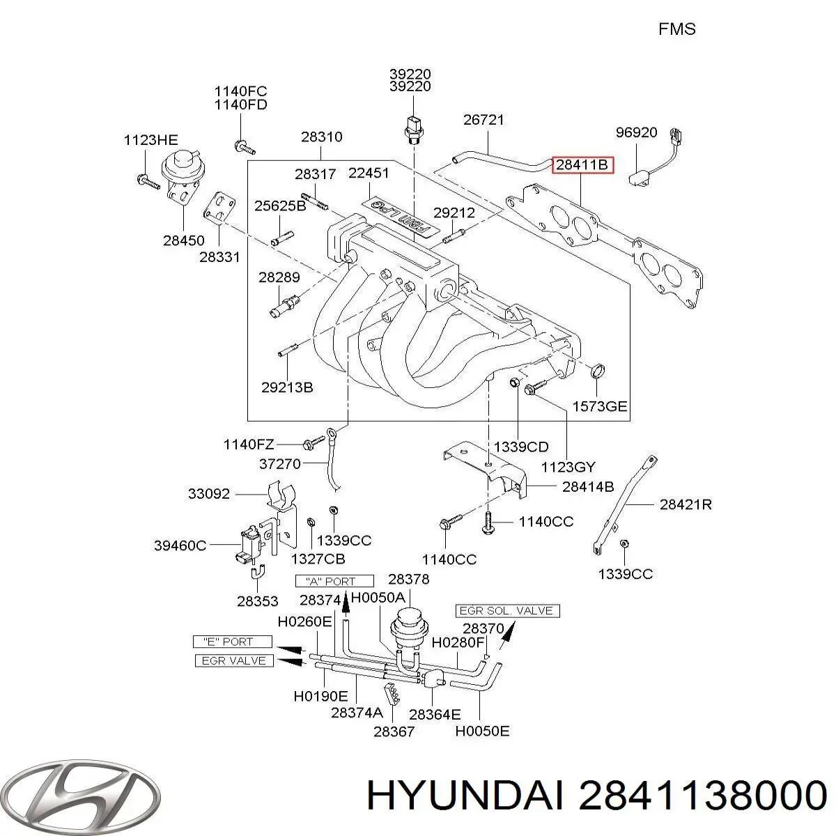 Junta, colector de admisión para Hyundai Sonata (EF)